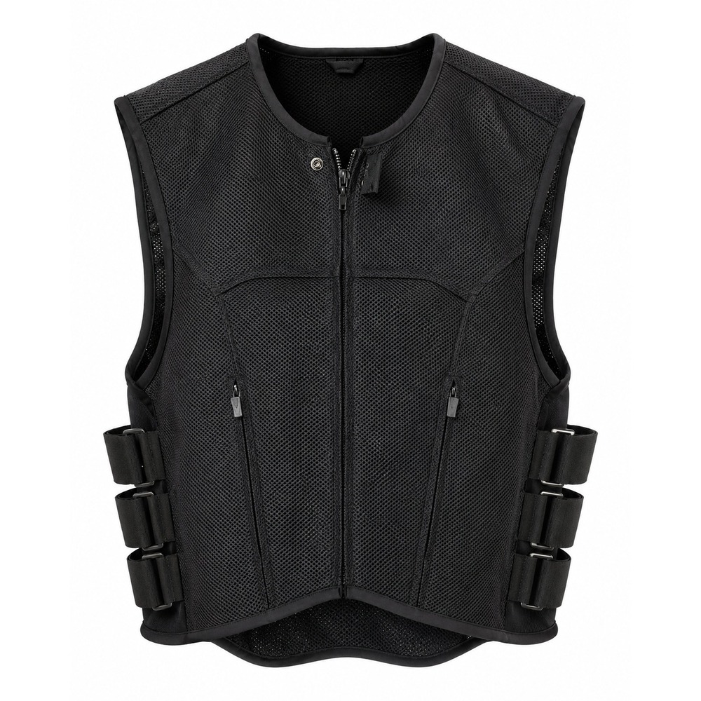 Biker Gear Impact Protection Vest Mens 2XL Black Tactical Mesh 6th Gear Safety